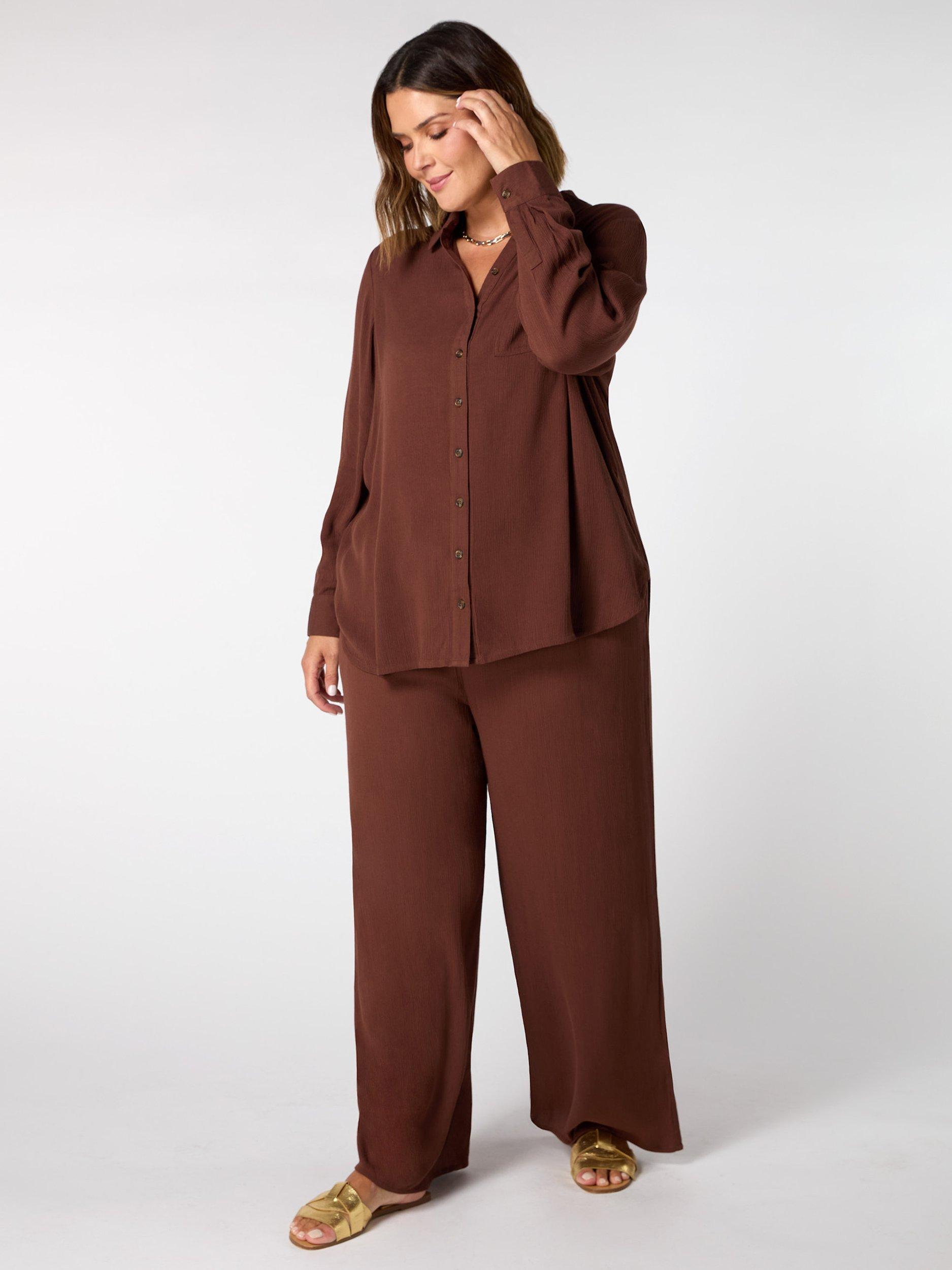 Product image 4 of 5, which shows Live Unlimited Curve Crinkle Shirt, Brown, 14