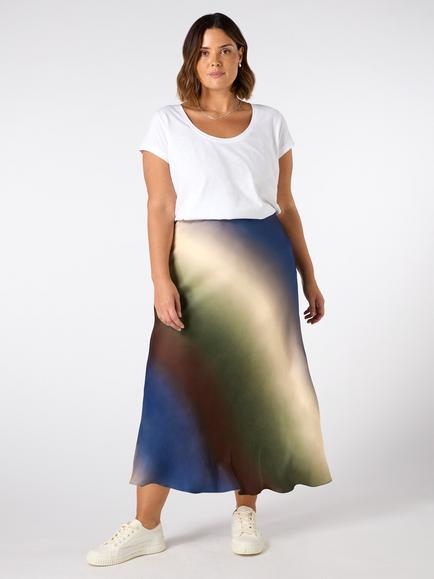 Live Unlimited Curve Ombre Bias Cut Midi Skirt, Multi, Multi