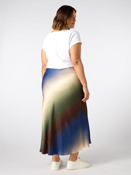 Live Unlimited Curve Ombre Bias Cut Midi Skirt, Multi - view 2, Multi