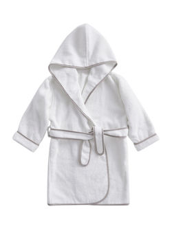 Christy Mini Kids' Bath Robe, White/Grey