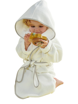 Christy Mini Kids' Bath Robe - view 2, White/Grey