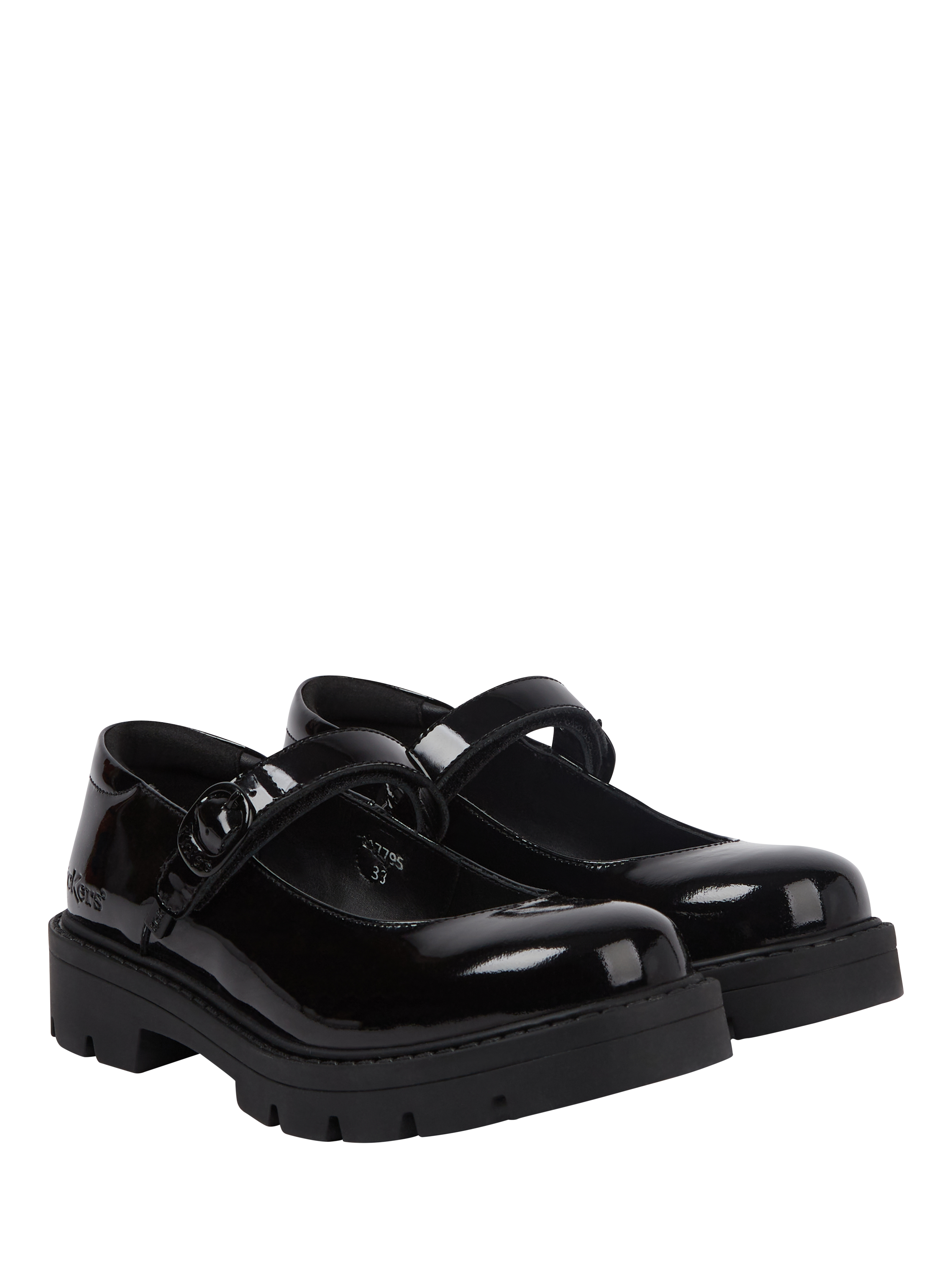 Product image 3 of 8, which shows Kickers Kids' Kori Leather Mary Jane Shoes, Black Patent, EU33