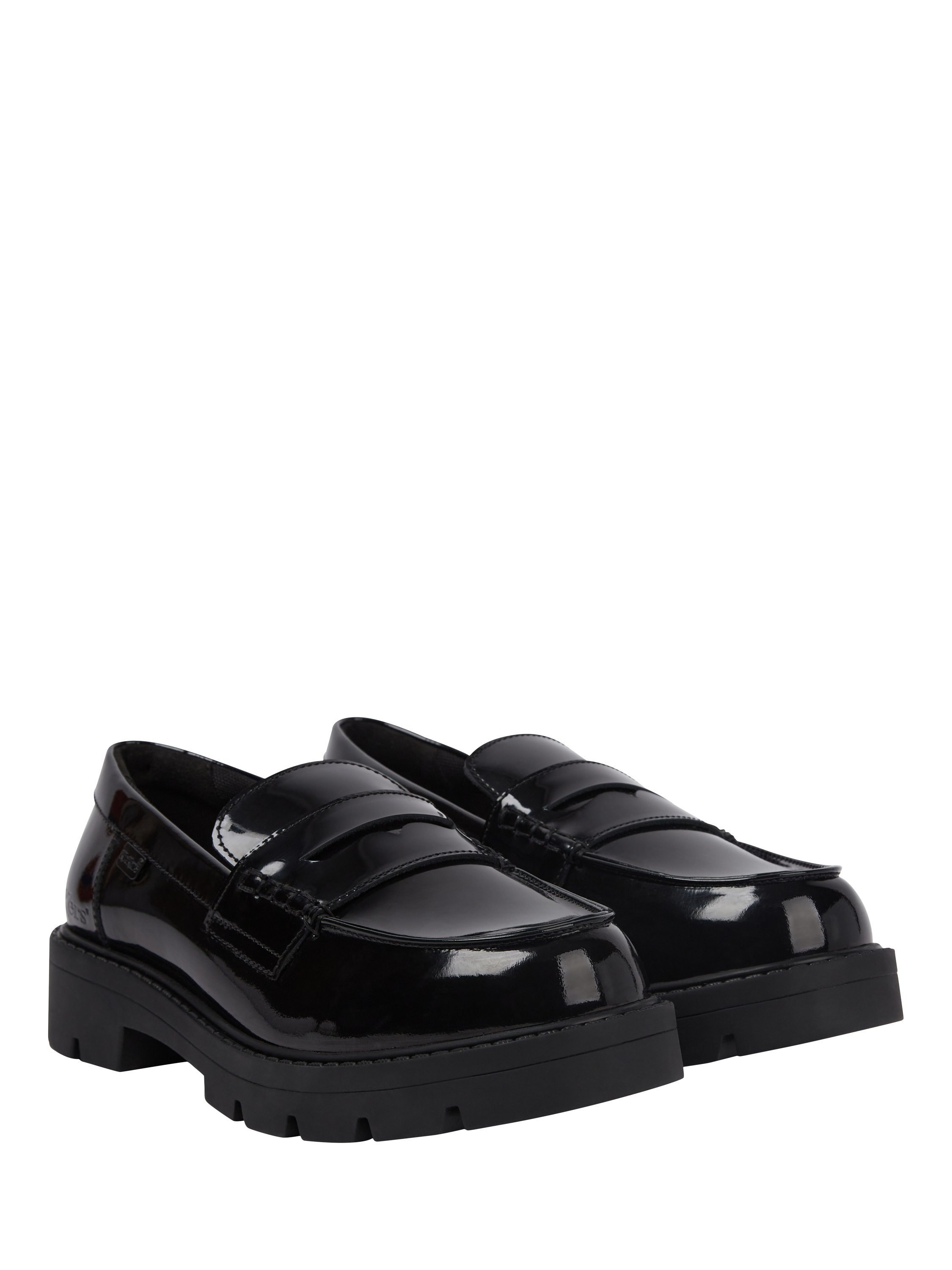 Product image 3 of 6, which shows Kickers Kids' Kori Leather Slip On Loafers, Black Patent, EU33