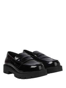 Kickers Kids' Kori Leather Slip On Loafers, Black Patent