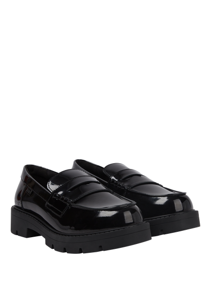 Kickers Kids' Kori Leather Slip On Loafers, Black Patent