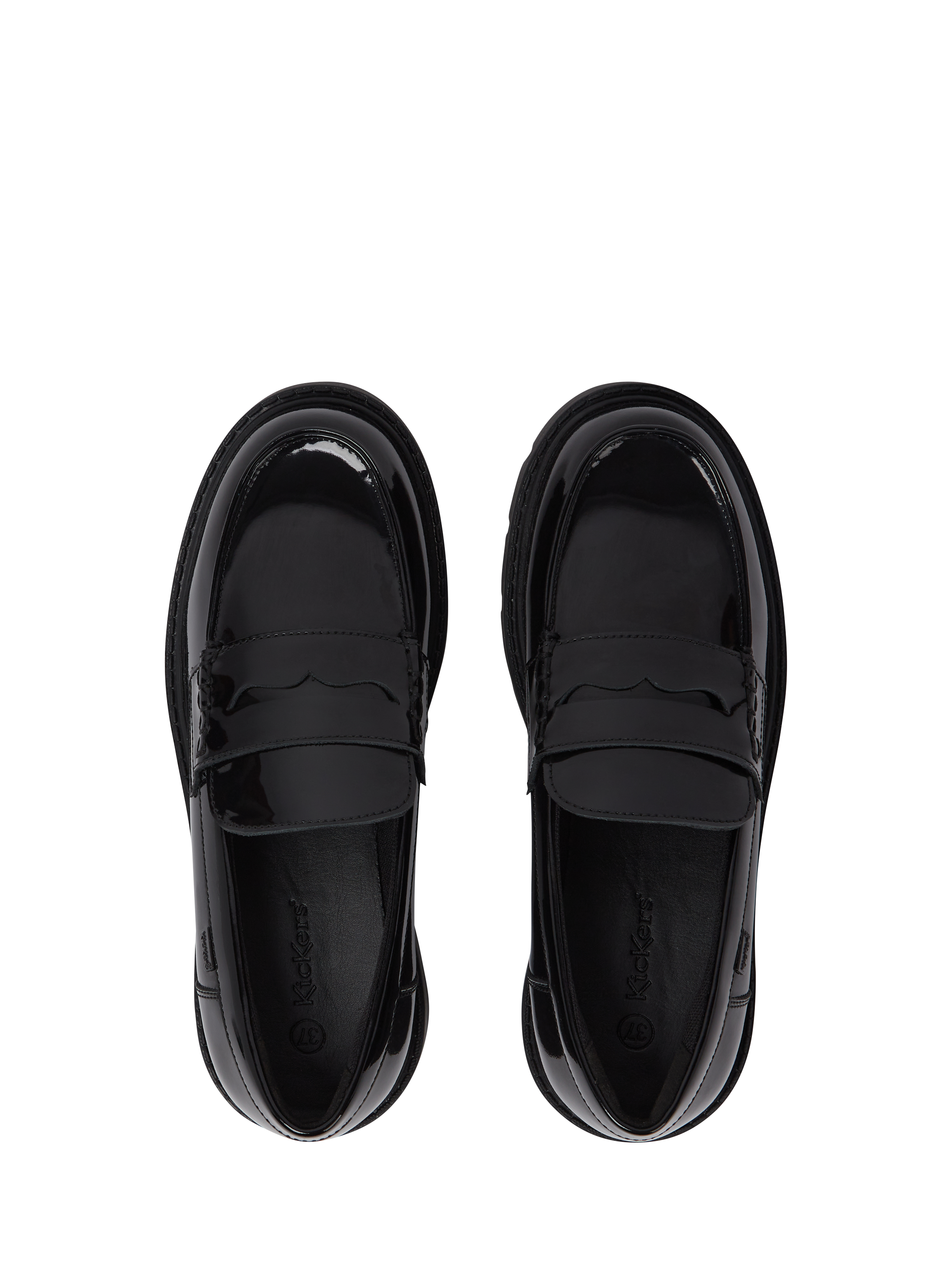 Product image 4 of 6, which shows Kickers Kids' Kori Leather Slip On Loafers, Black Patent, EU33