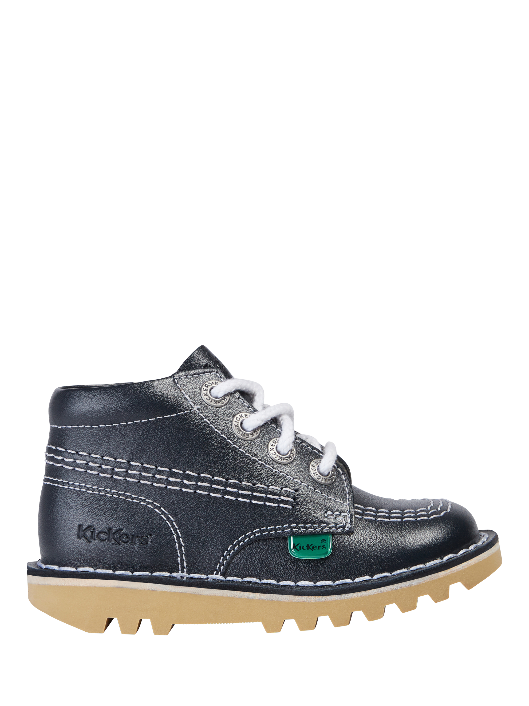 Product image 1 of 5, which shows Kickers Kids' Leather Kick Hi Lace Up Boots , Navy, EU36