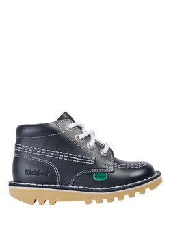 Kickers Kids' Leather Kick Hi Lace Up Boots, Navy