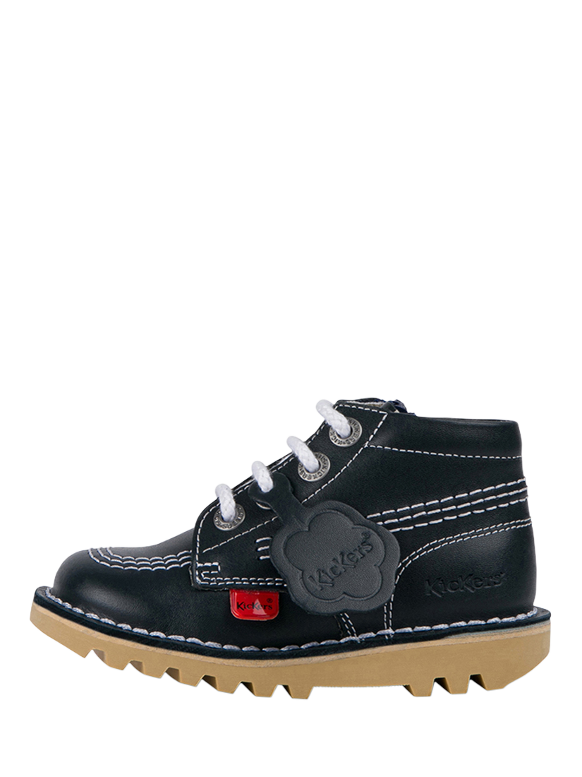 Product image 2 of 5, which shows Kickers Kids' Leather Kick Hi Lace Up Boots , Navy, EU36