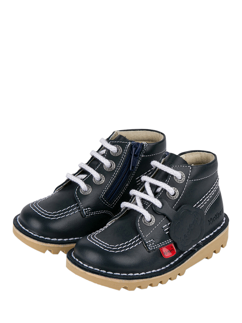 Product image 5 of 5, which shows Kickers Kids' Leather Kick Hi Lace Up Boots , Navy, EU36