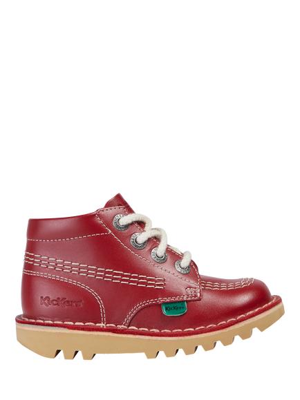 Kickers Kids' Leather Kick Hi Lace Up Boots, Red