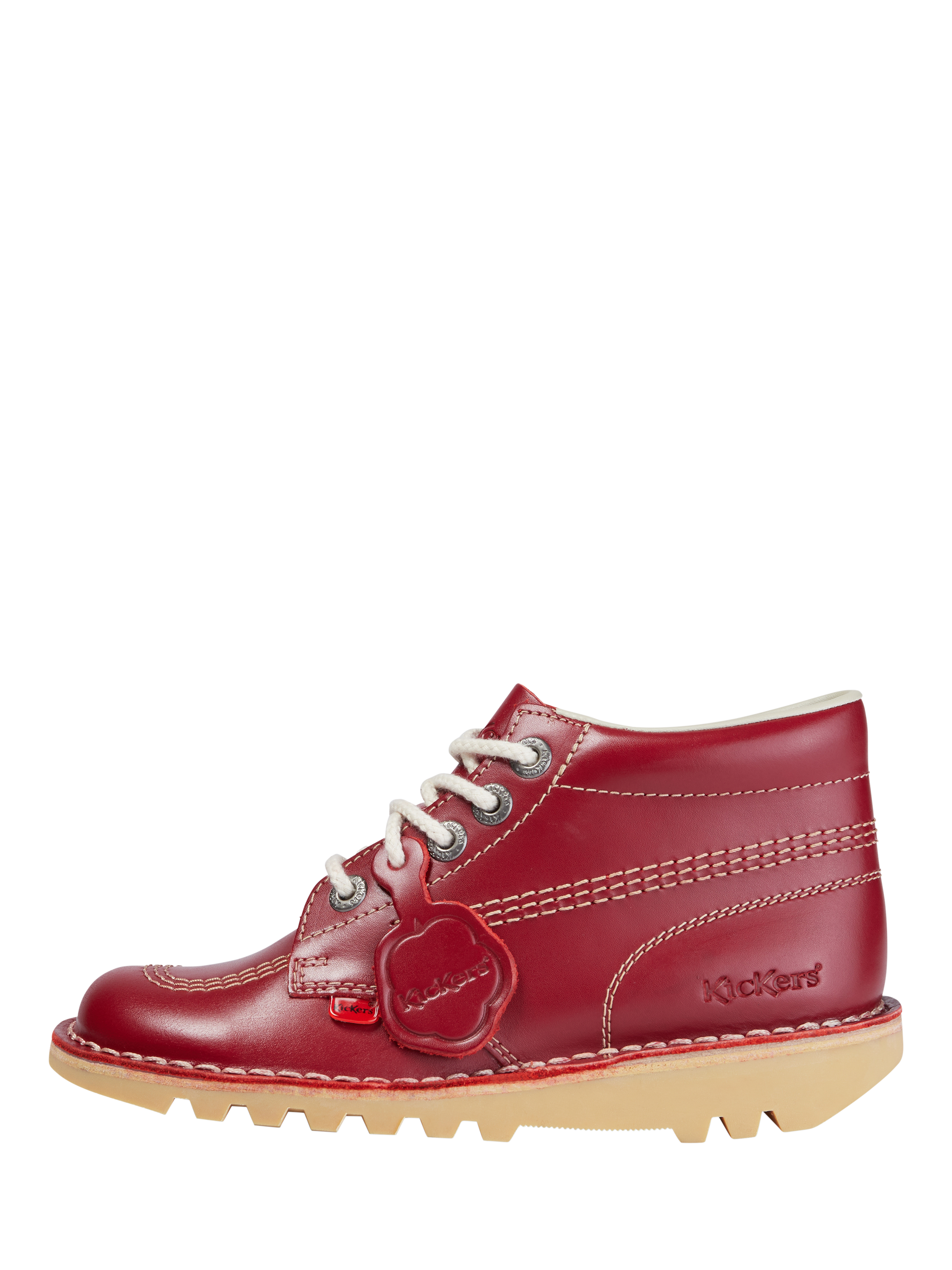 Product image 2 of 5, which shows Kickers Kids' Leather Kick Hi Lace Up Boots , Red, EU36