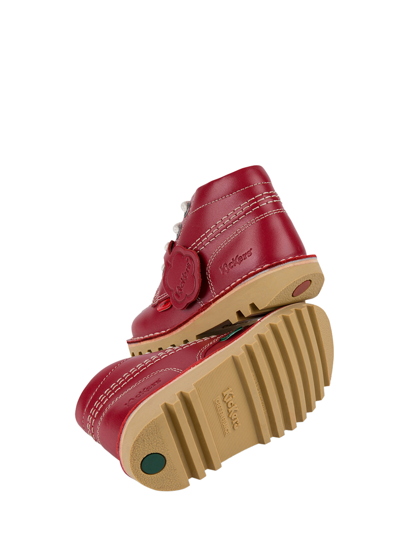 Product image 4 of 5, which shows Kickers Kids' Leather Kick Hi Lace Up Boots , Red, EU36