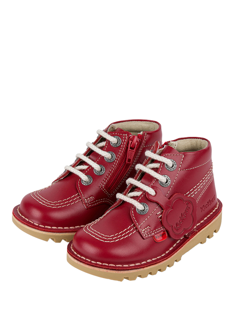 Product image 5 of 5, which shows Kickers Kids' Leather Kick Hi Lace Up Boots , Red, EU36