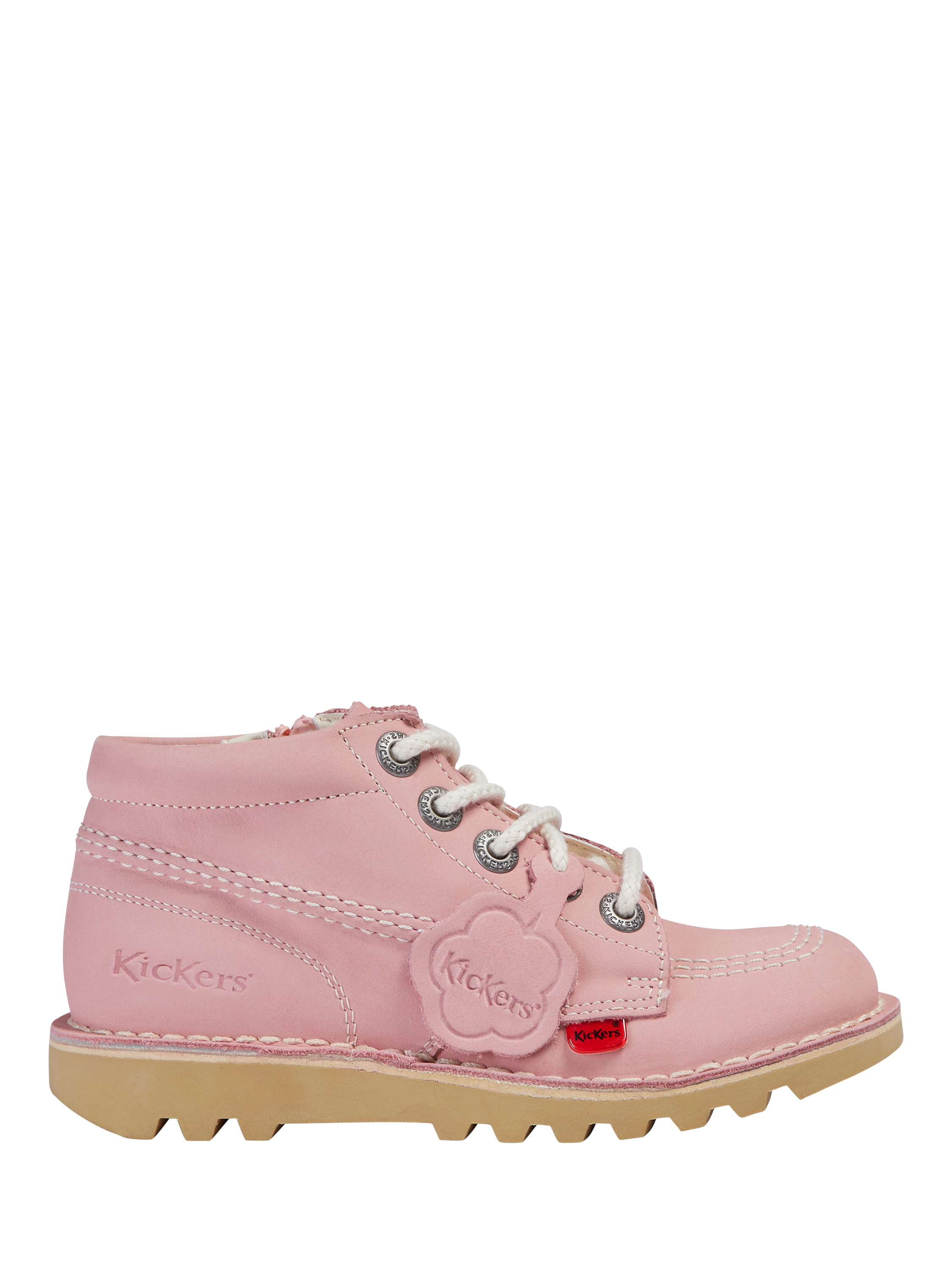 Kickers Kids' Kick His Lace Up Zipped Ankle Boots, Pink Light