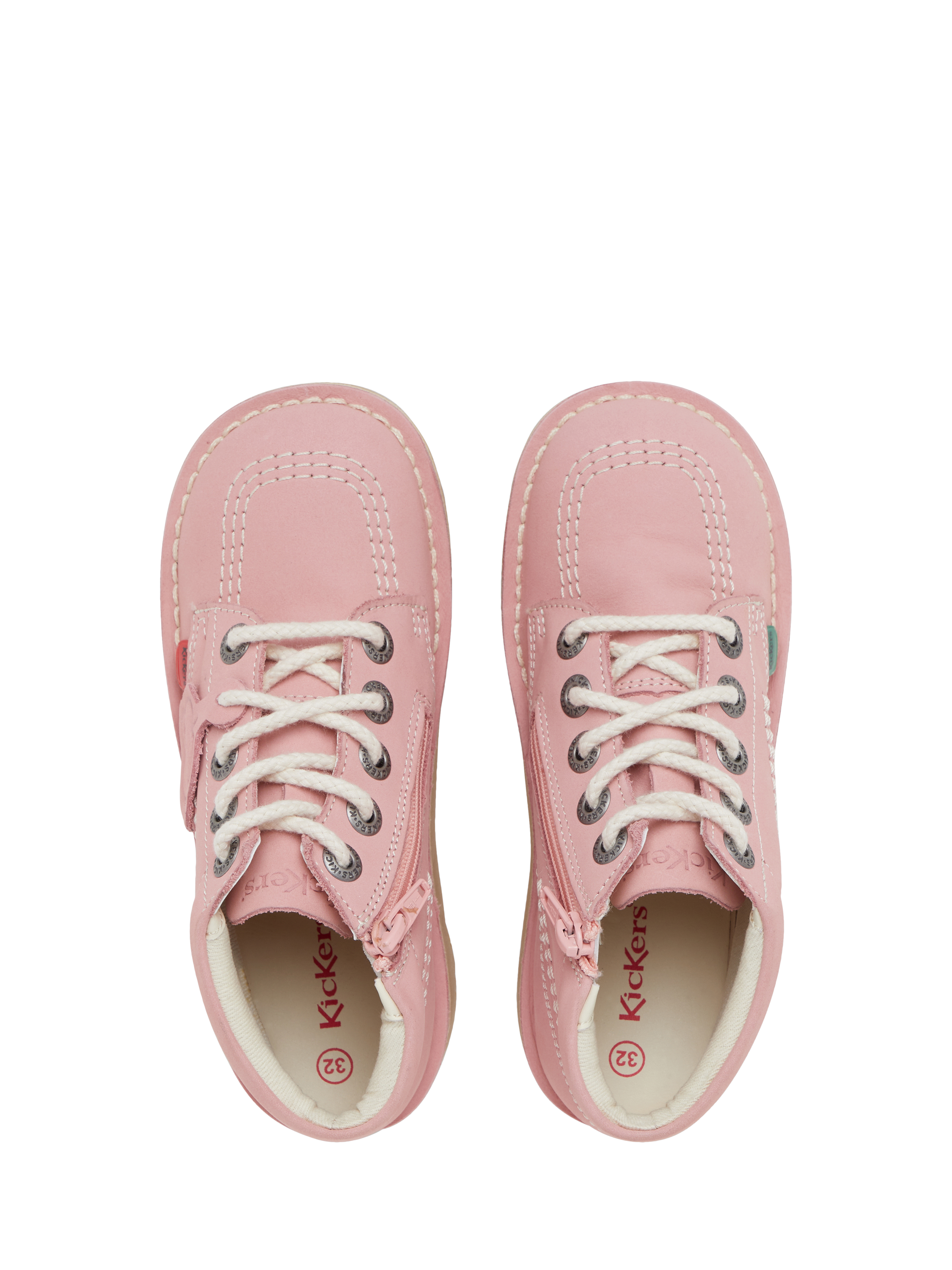 Kickers Kids' Kick His Lace Up Zipped Ankle Boots, Pink Light