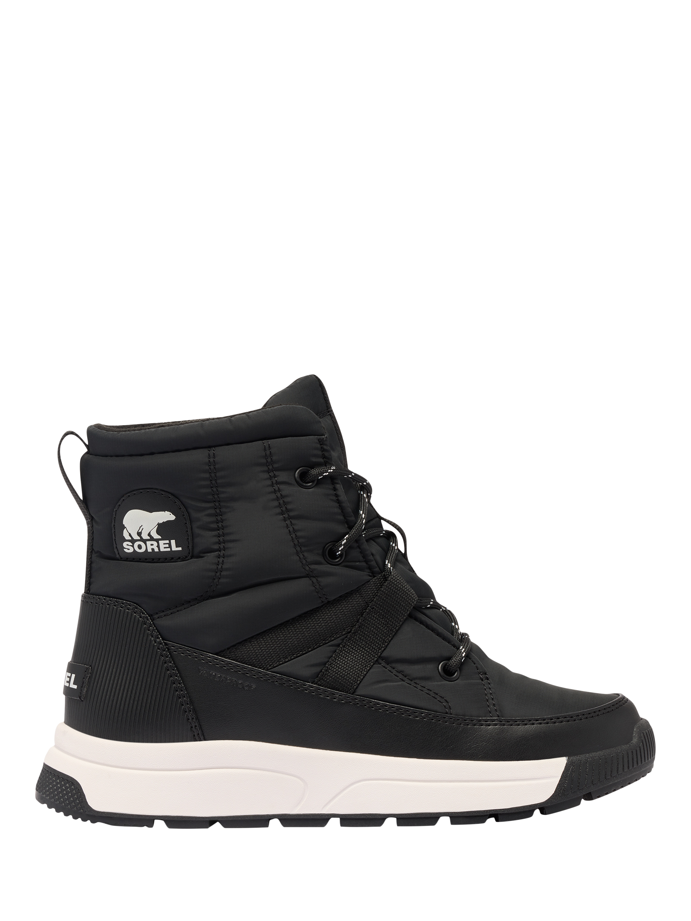 Product image 1 of 4, which shows SOREL Whitney III Flat Lace-Up Microfleece Ankle Boots, Black, 4