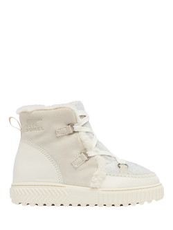 SOREL Ona Lace-Up Suede Blend Ankle Boots, Chalk