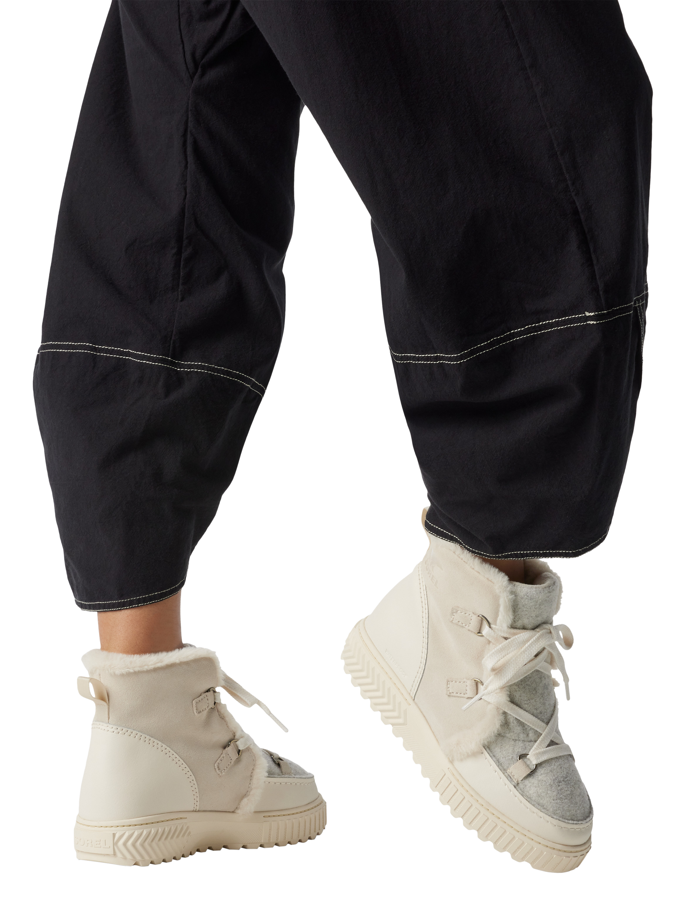 Product image 2 of 11, which shows SOREL Ona Lace-Up Suede Blend Ankle Boots , Chalk, 4