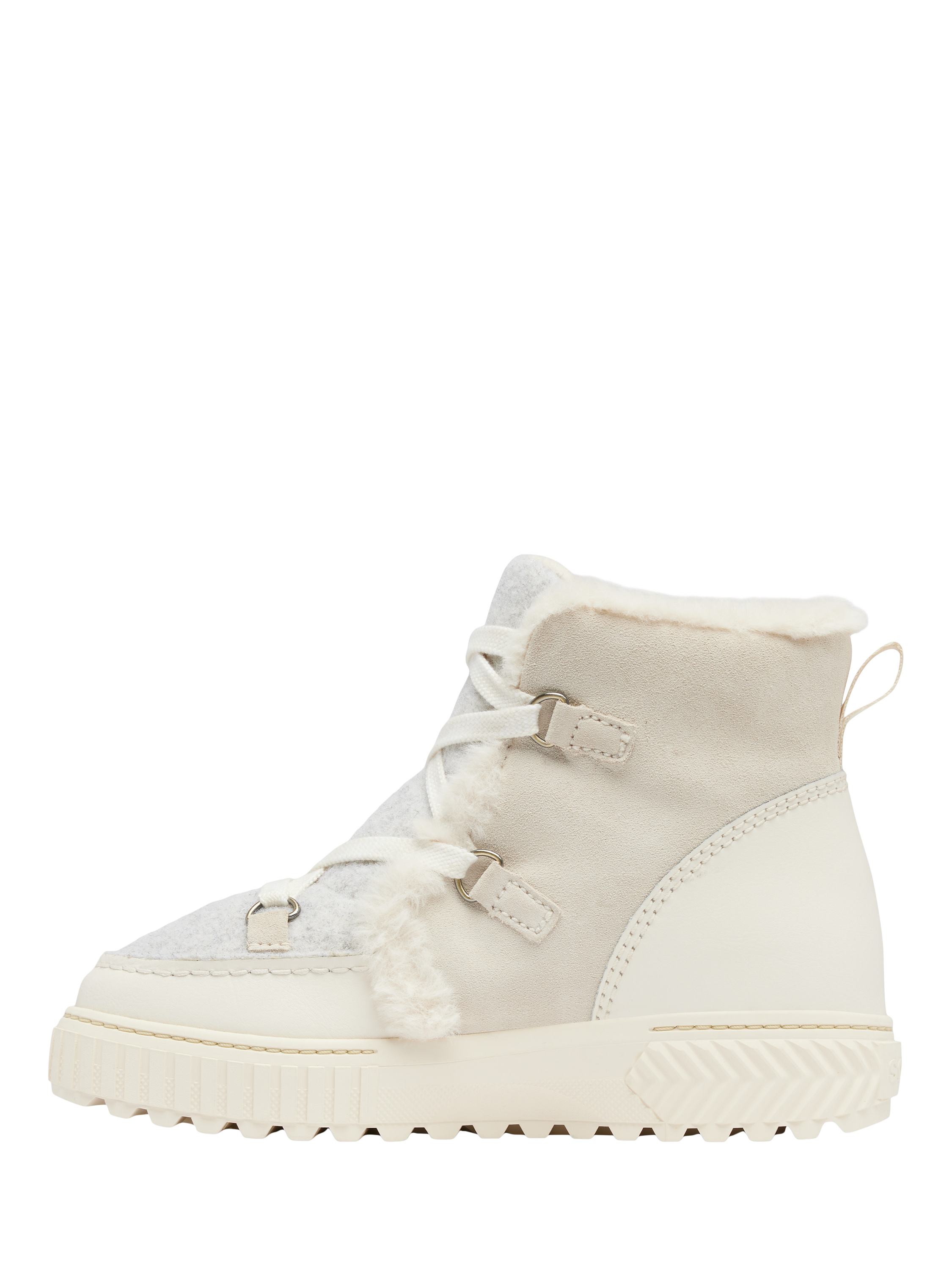 Product image 5 of 11, which shows SOREL Ona Lace-Up Suede Blend Ankle Boots , Chalk, 4