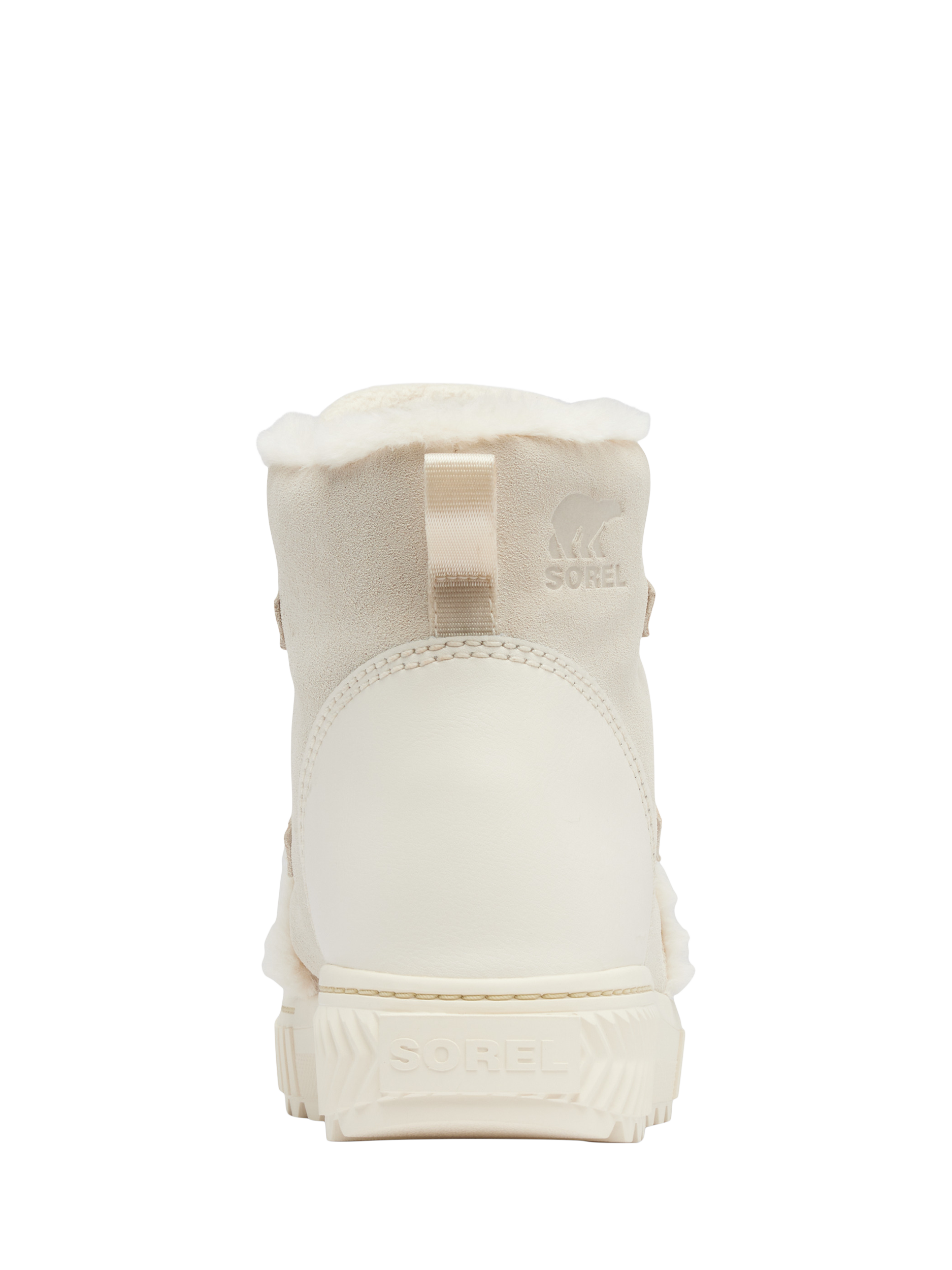 Product image 6 of 11, which shows SOREL Ona Lace-Up Suede Blend Ankle Boots , Chalk, 4