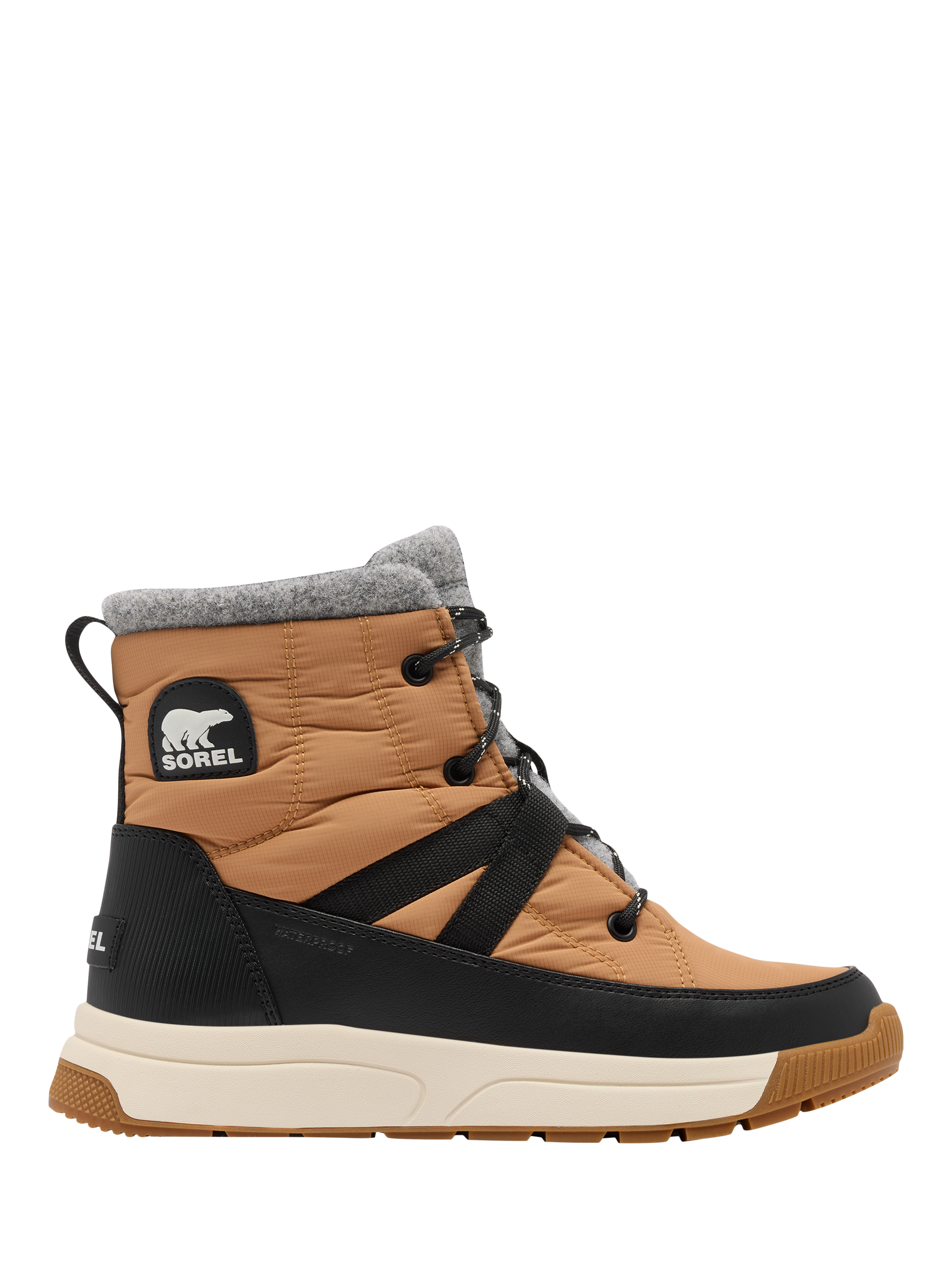 Product image 1 of 4, which shows SOREL Whitney III Flat Lace-Up Microfleece Ankle Boots, Brown/Multi, 4