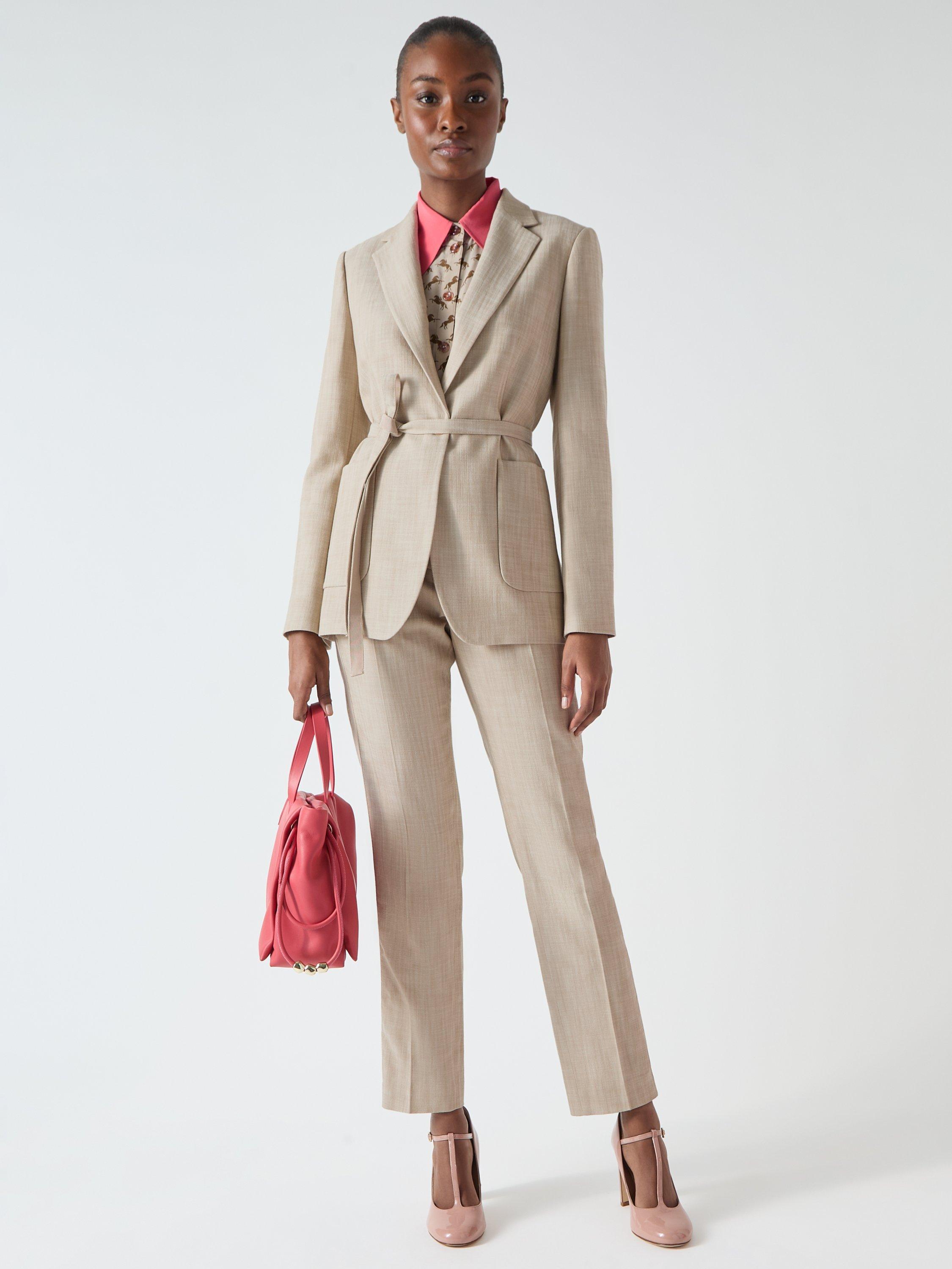 Product image 1 of 4, which shows L.K.Bennett Amelia Tie Waist Jacket, Beige, 10