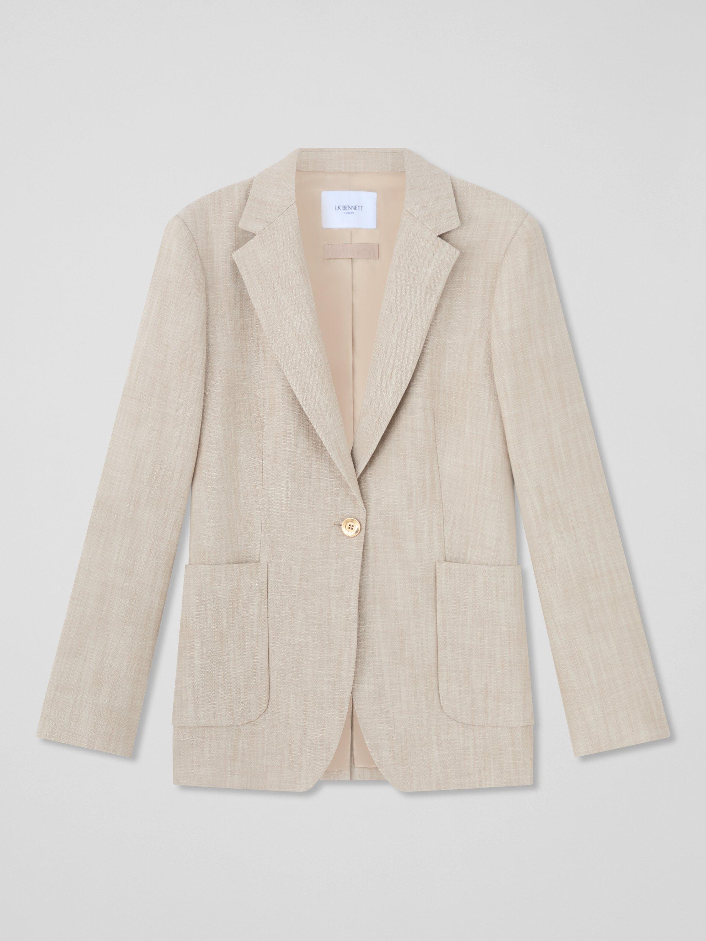 Product image 4 of 4, which shows L.K.Bennett Amelia Tie Waist Jacket, Beige, 10