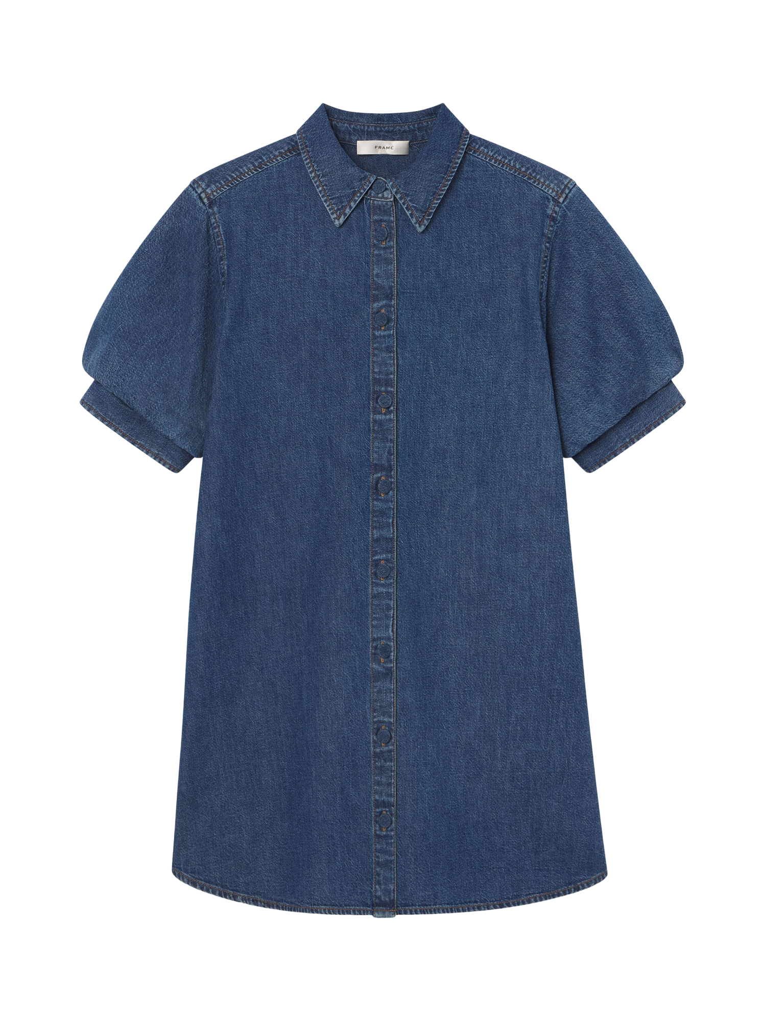 Product image 1 of 3, which shows FRAME The Play Denim Dress, Dark Blue, L
