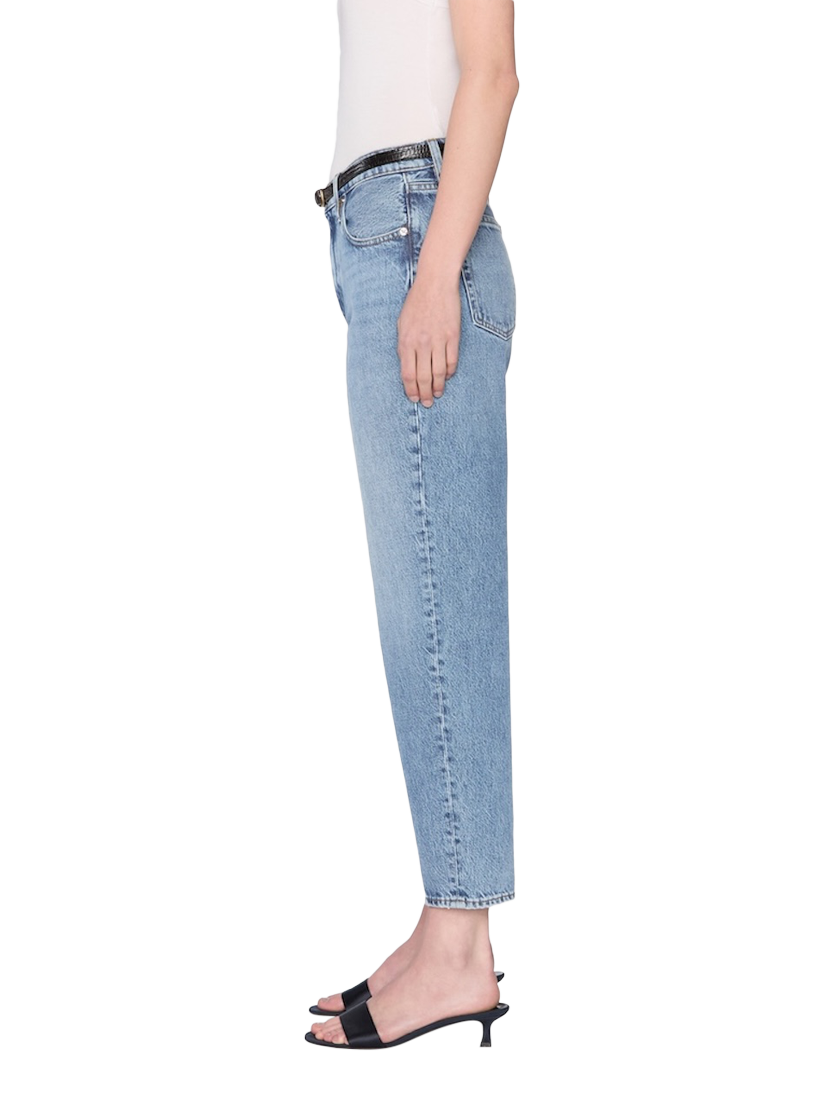Product image 4 of 7, which shows FRAME The Candle Barrel Leg Jeans, Light Blue, 28