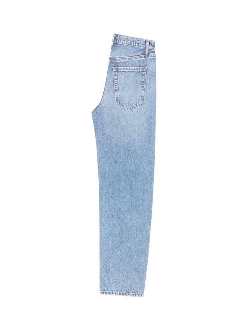 Product image 6 of 7, which shows FRAME The Candle Barrel Leg Jeans, Light Blue, 28
