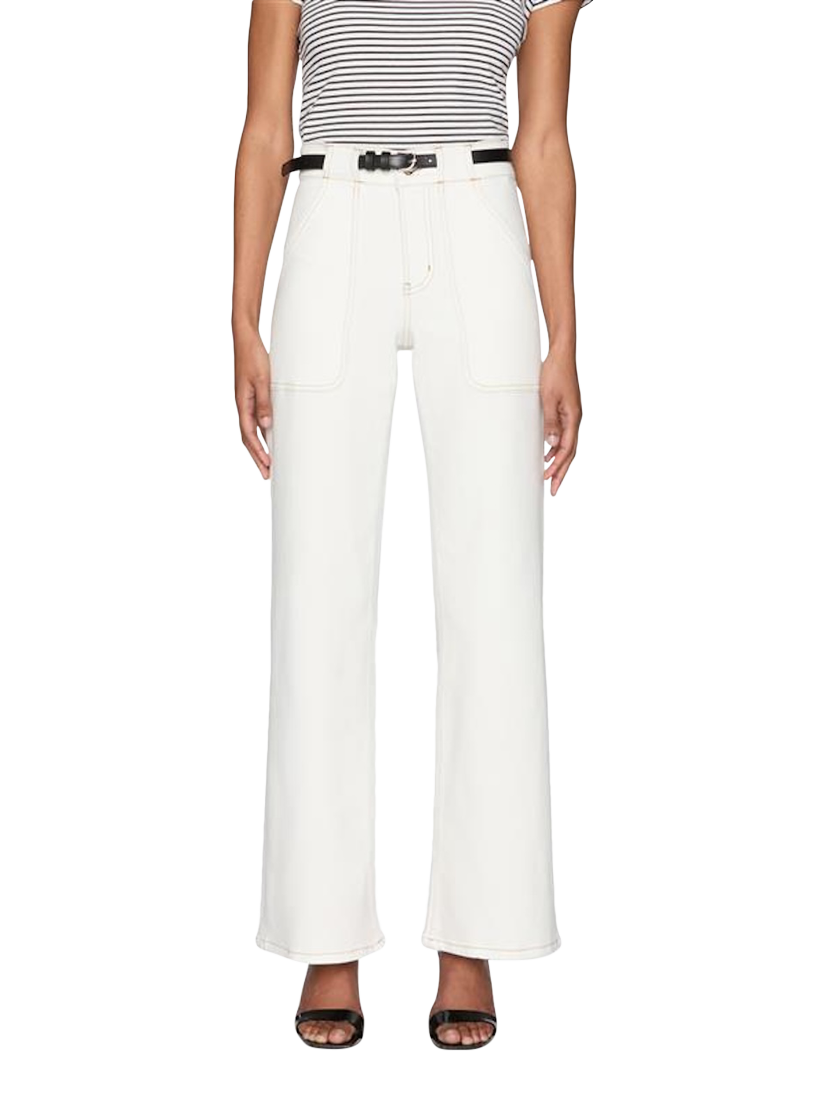 Product image 1 of 7, which shows FRAME The Modern Wide Leg Jeans, White, 24
