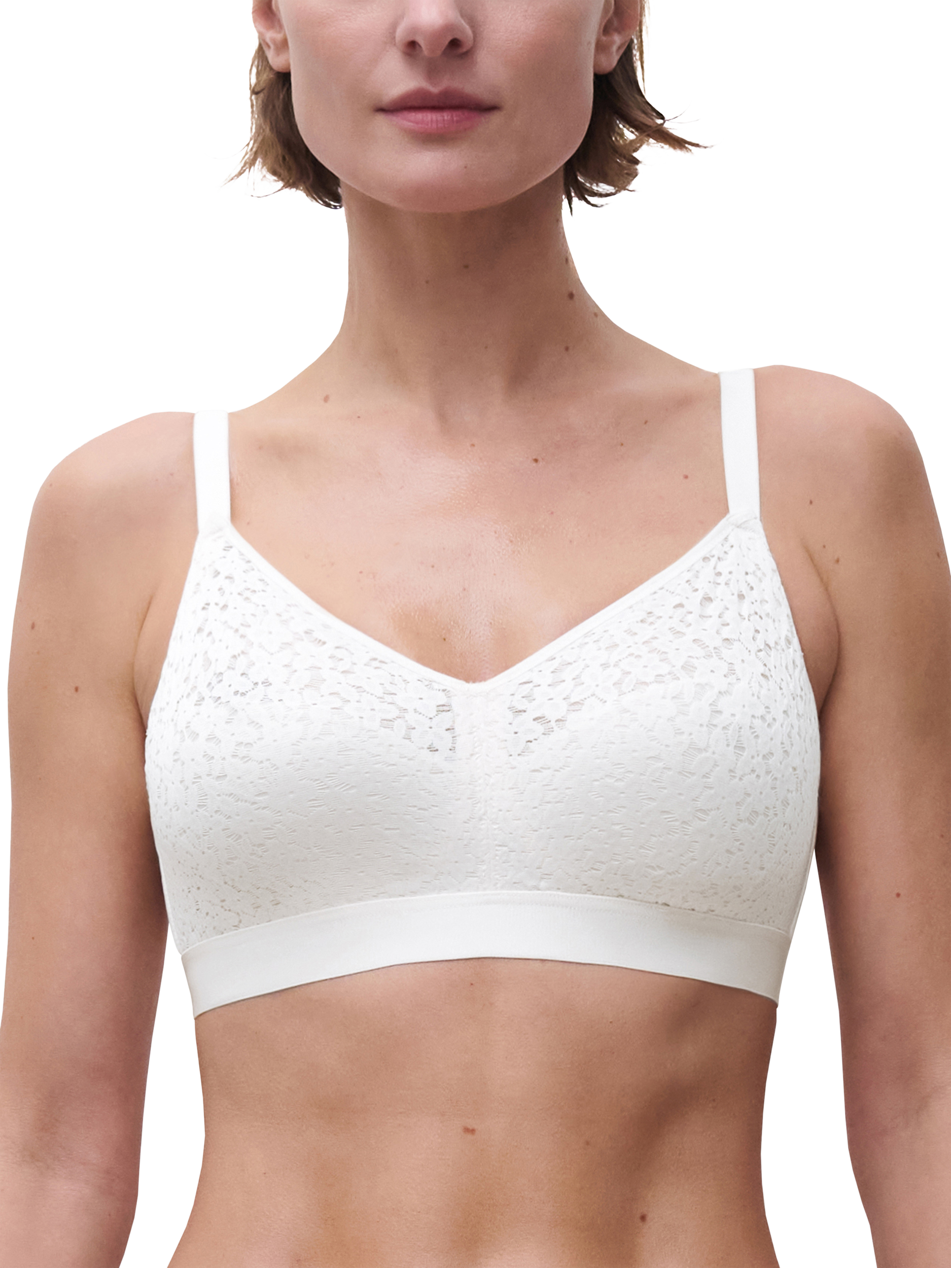Product image 1 of 4, which shows Chantelle Norah Comfort Non-Wired Support Bra, White, 32D