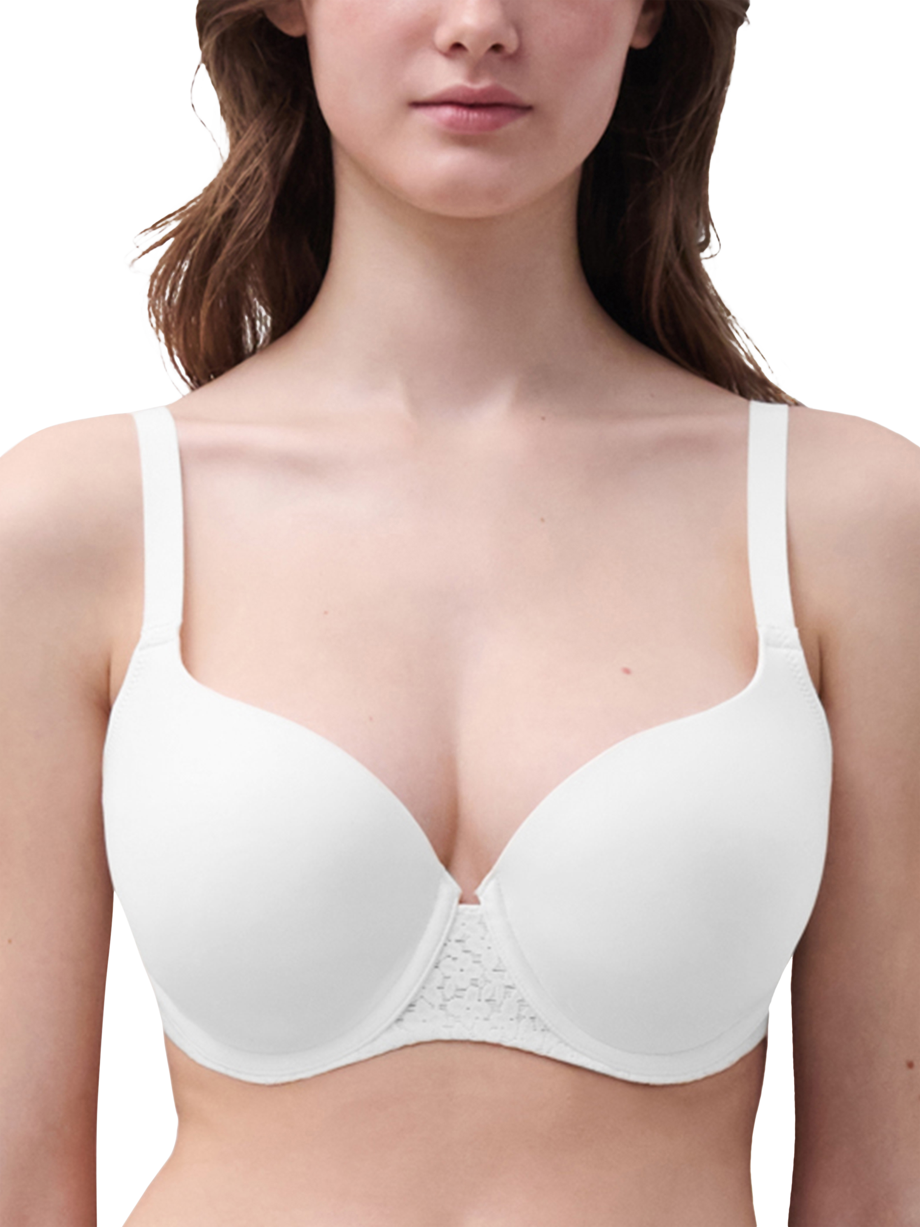 Product image 1 of 4, which shows Chantelle Norah Soft Feel Sweetheart T-Shirt Bra, White, 30DD