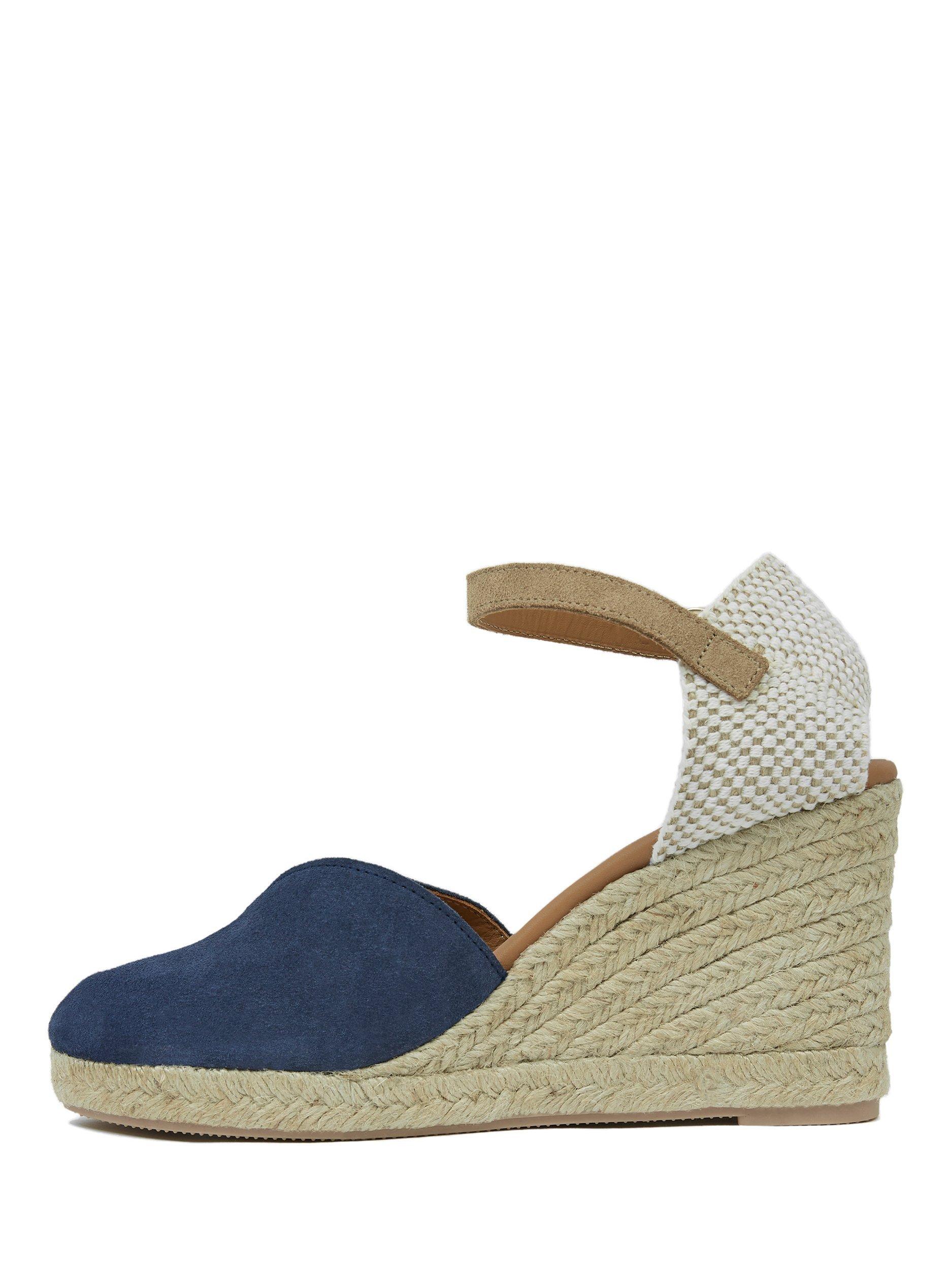 Product image 4 of 7, which shows Celtic & Co. Suede Ankle Strap Wedge Espadrille Sandals, Dark Navy, Dark Navy, EU39