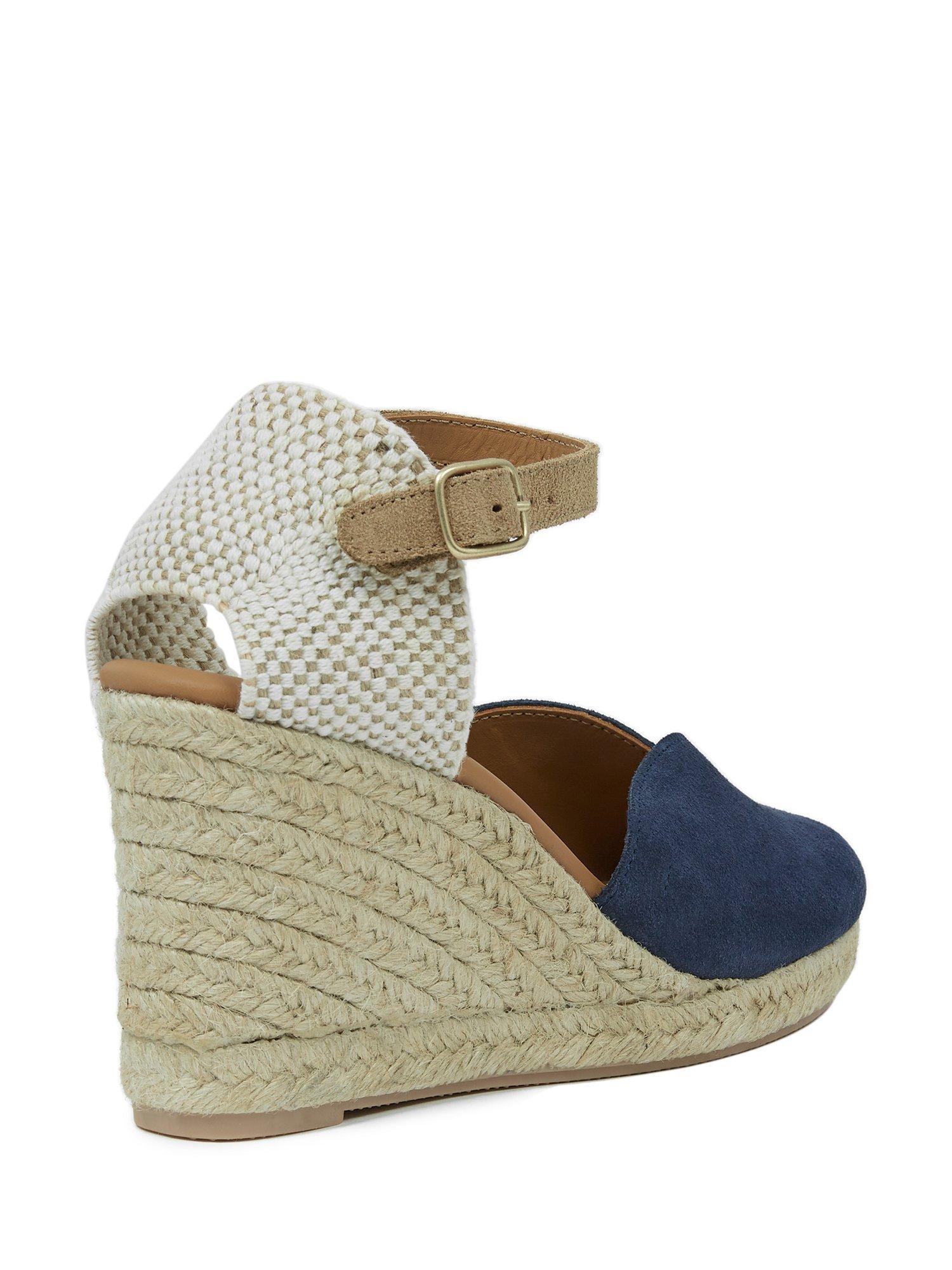 Product image 5 of 7, which shows Celtic & Co. Suede Ankle Strap Wedge Espadrille Sandals, Dark Navy, Dark Navy, EU39