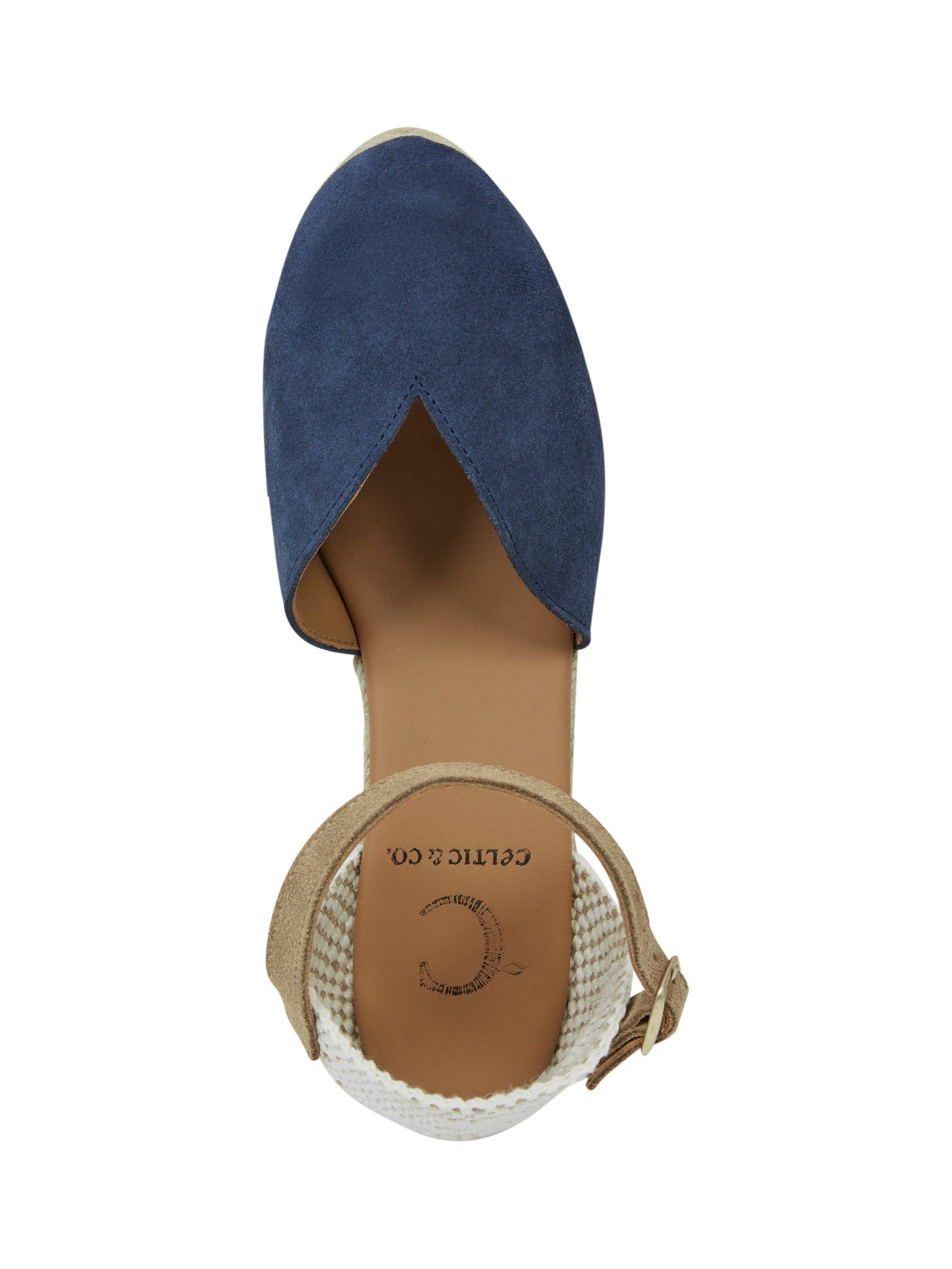 Product image 6 of 7, which shows Celtic & Co. Suede Ankle Strap Wedge Espadrille Sandals, Dark Navy, Dark Navy, EU39