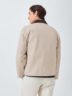 John Lewis Corduroy Collar Canvas Bomber Jacket - view 2, Stone