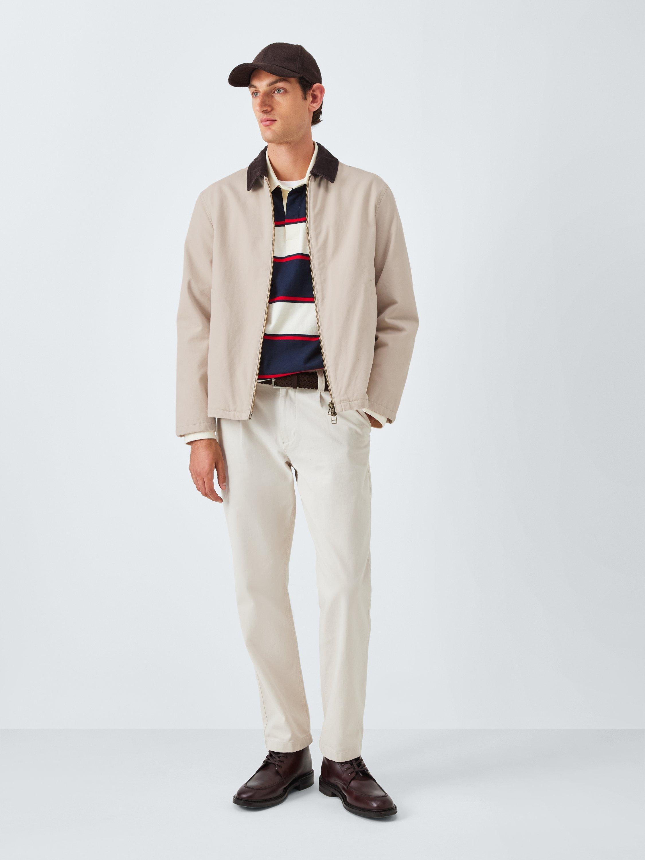Product image 3 of 6, which shows John Lewis Corduroy Collar Canvas Bomber Jacket, Stone, S