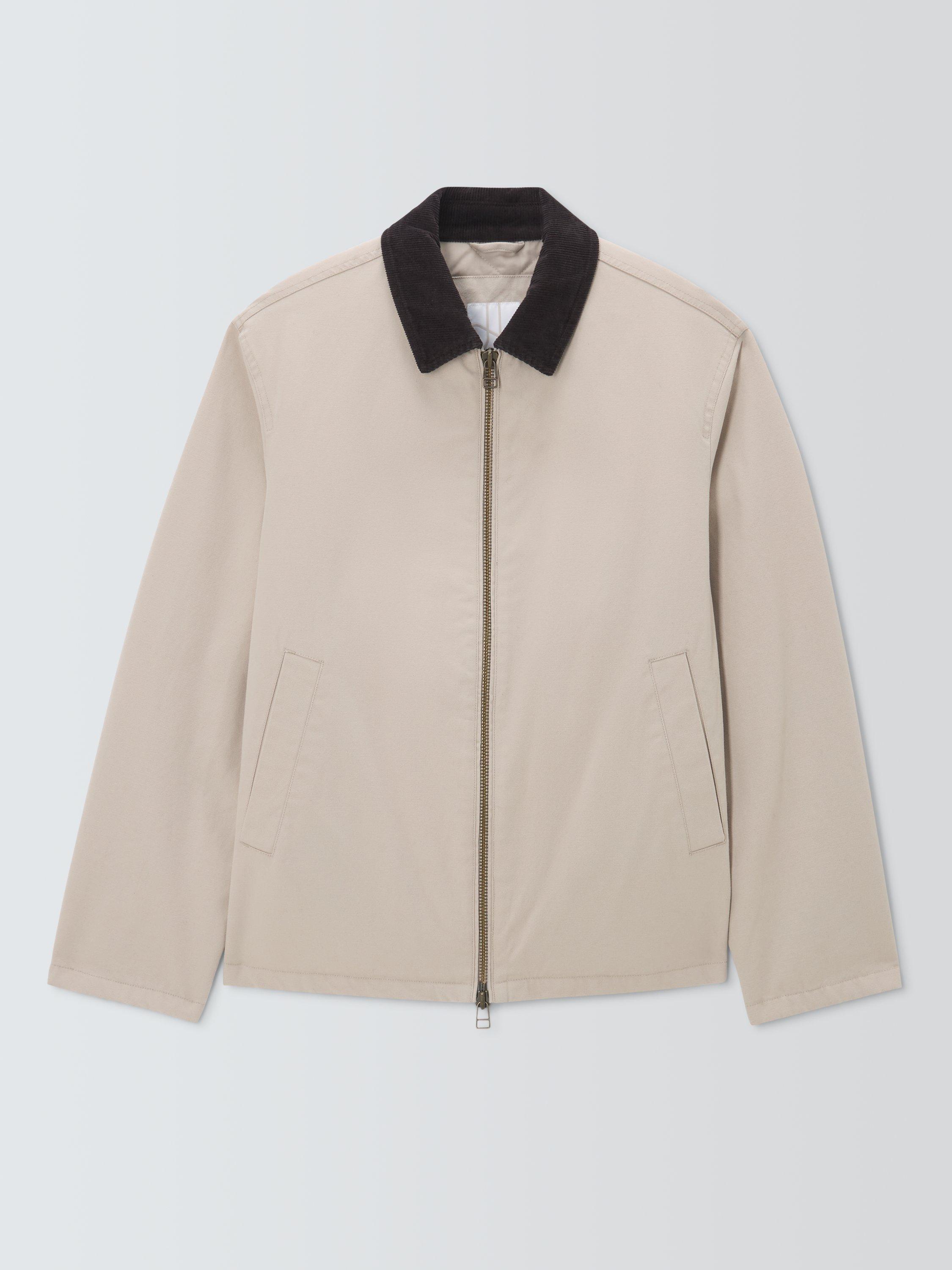 Product image 4 of 6, which shows John Lewis Corduroy Collar Canvas Bomber Jacket, Stone, S