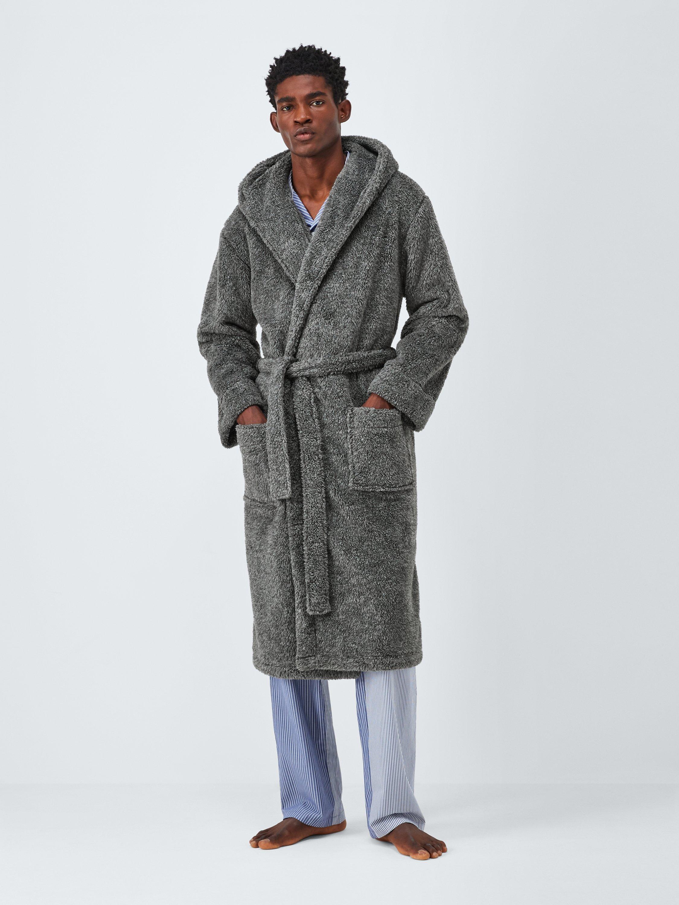 Product image 1 of 6, which shows John Lewis High Pile Fleece Robe, Charcoal, S
