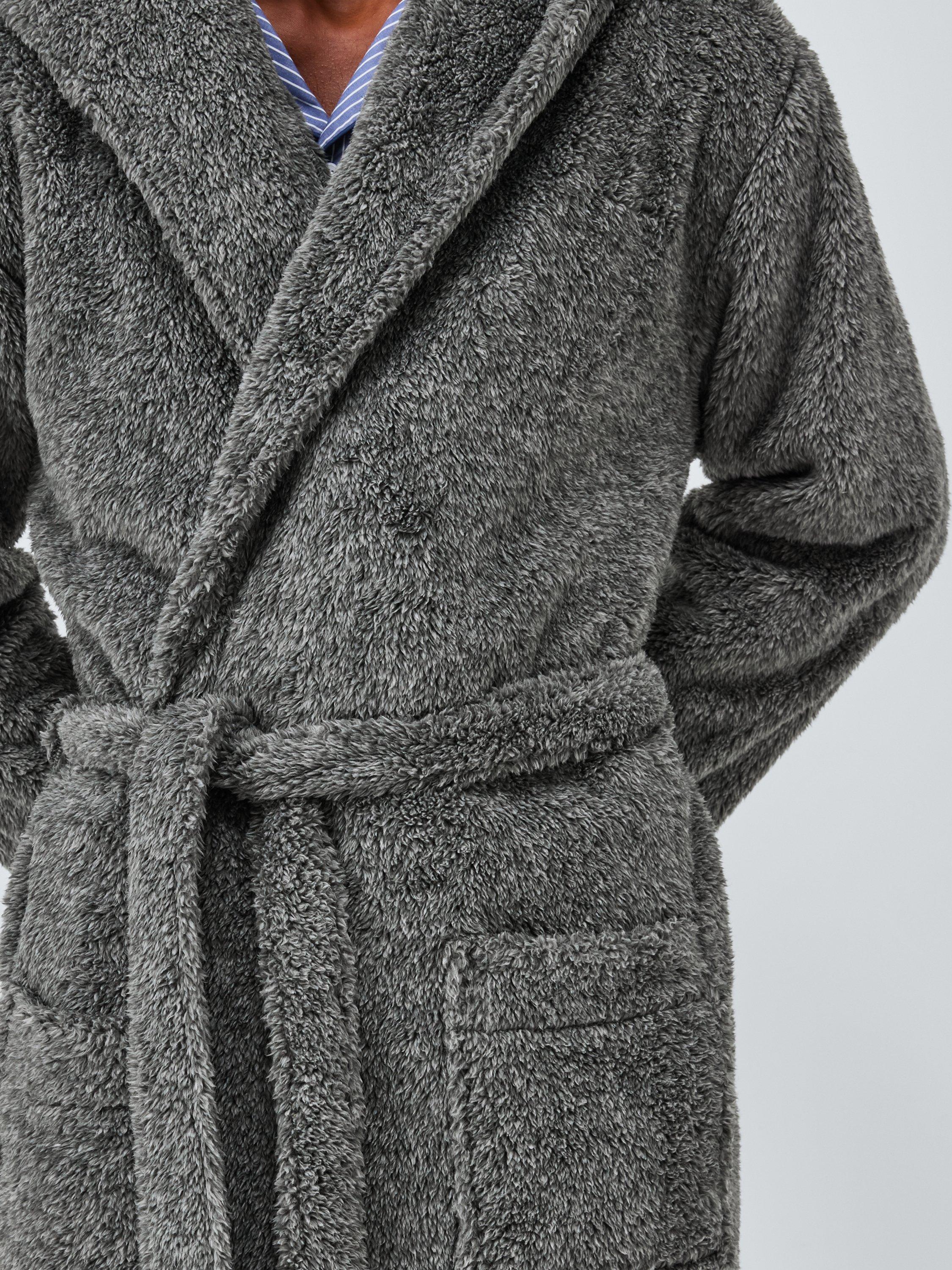 Product image 5 of 6, which shows John Lewis High Pile Fleece Robe, Charcoal, S