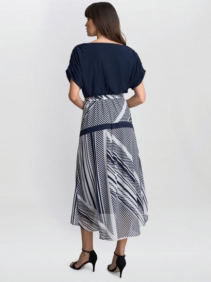 Gina Bacconi Brooke Stripe Midi Dress, Navy/Multi - view 2, Navy/Multi