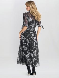 Gina Bacconi Adrienne Floral Shirt Dress, Black / White - view 2, Black / White