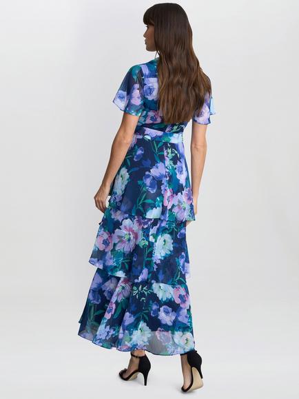 Gina Bacconi Elizabeth Floral Tiered Maxi Dress, Multi - view 2, Multi