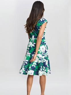 Gina Bacconi Gracey Floral Cap Sleeve Dress, Green/Multi - view 2, Green/Multi