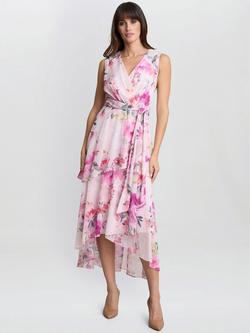 Gina Bacconi Evelynn Floral Wrap Dress, Pink, Pink