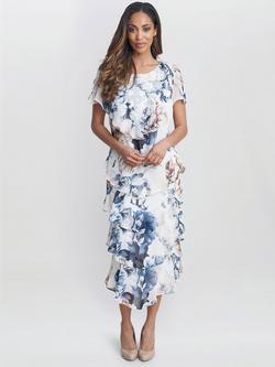Gina Bacconi Jocelyn Floral Tiered Dress, Ivory, Ivory