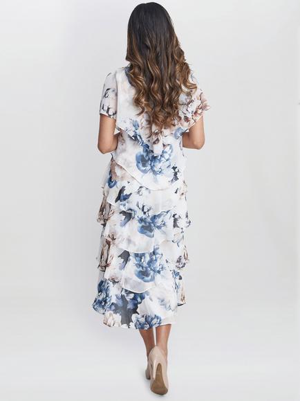 Gina Bacconi Jocelyn Floral Tiered Dress, Ivory - view 2, Ivory