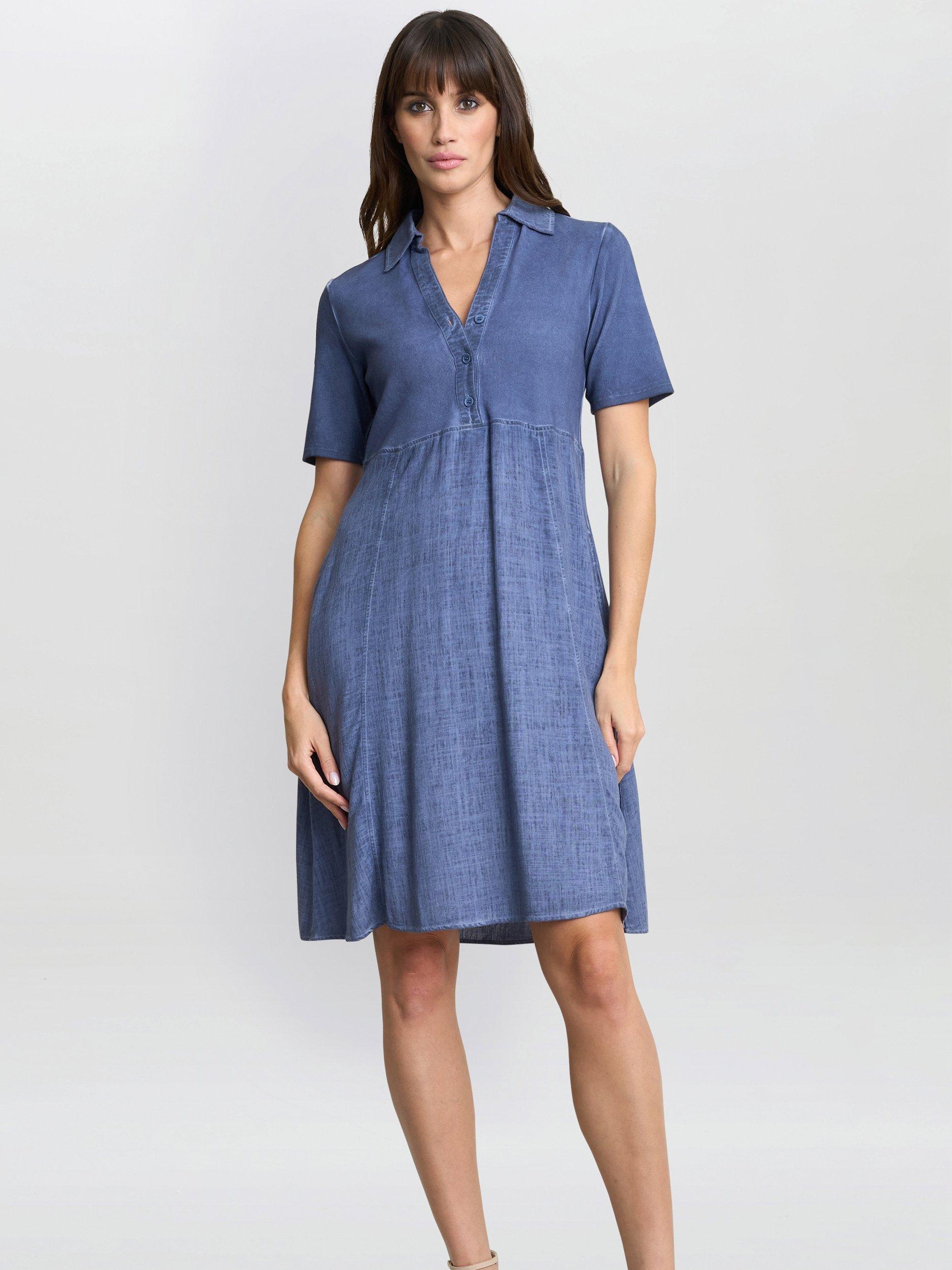 Product image 1 of 7, which shows Gina Bacconi Aaliyah Mid Length Denim Dress, Navy/Denim, S
